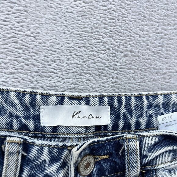 Kancan Skinny‎ Jeans 0/23 Mid Rise Distressed Light Wash Open Raw Hem - Picture 3 of 12